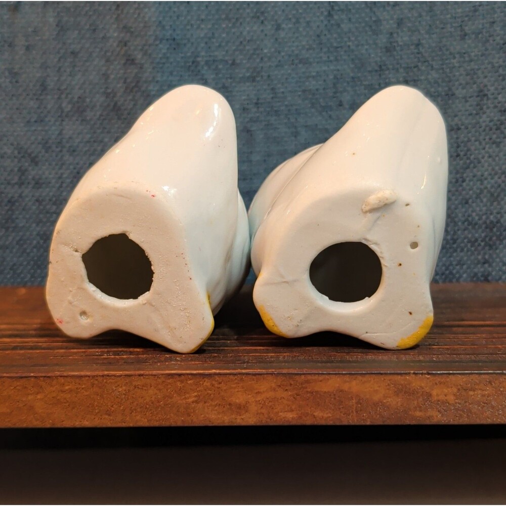 Vintage Ceramic White Goose Figurines Set of 2 Red Bow Farmhouse Decor - Picture 11 of 16